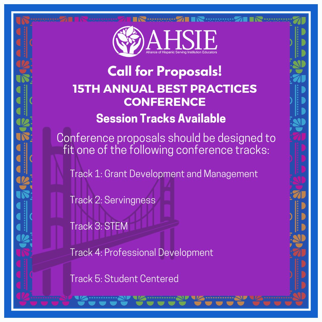 ahsieducators's tweet image. DEADLINE HAS BEEN EXTENDED: The date to submit your proposal for the upcoming 2023 AHSIE Best Practices Conference has been extended to Monday, October 31 at 11:59 PM PST. 
Please submit your proposal online this weekend! Happy writing! 
#ahsieeducators #ahsie #hsi