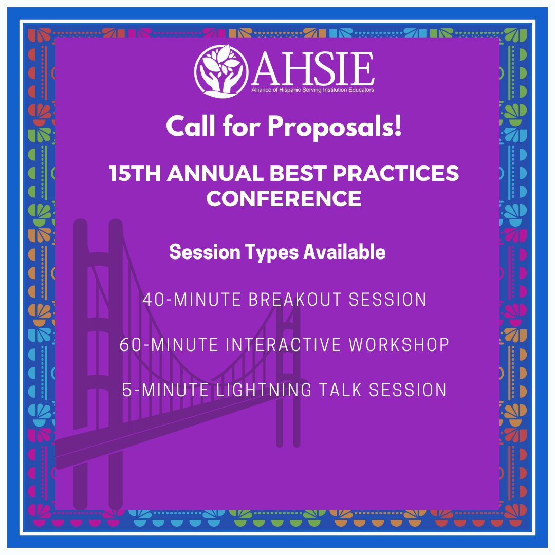 ahsieducators's tweet image. DEADLINE HAS BEEN EXTENDED: The date to submit your proposal for the upcoming 2023 AHSIE Best Practices Conference has been extended to Monday, October 31 at 11:59 PM PST. 
Please submit your proposal online this weekend! Happy writing! 
#ahsieeducators #ahsie #hsi