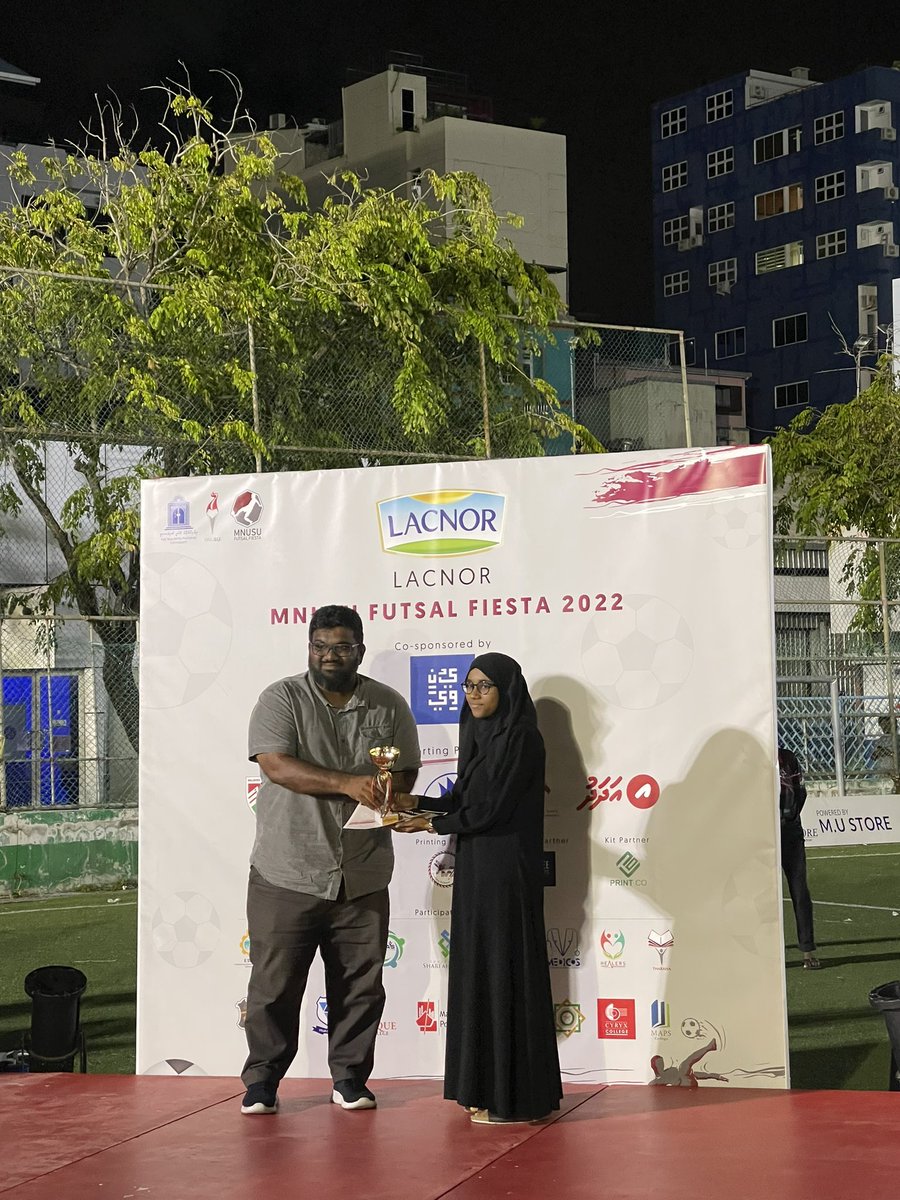 MNUSU's tweet photo. LACNOR MNUSU Futsal Fiesta 2022. ( Women’s Division )

Most Promising Player: 
Mariyam Hishma | 1 | @fhsmnu 

#MNU #MNUSU #LACNORMNUSUFF22 #MNUSUFF22 https://t.co/9ALMlplocE
