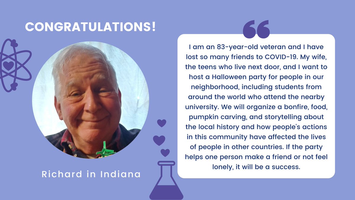 A short #Halloween poem 🎃

Trick or treat, nice to meet
Connection mends, so let's be friends
I live nearby, just come say hi
Anytime.

Join Richard, our latest $1,000 microgrant winner, in turning neighbors into friends this weekend!