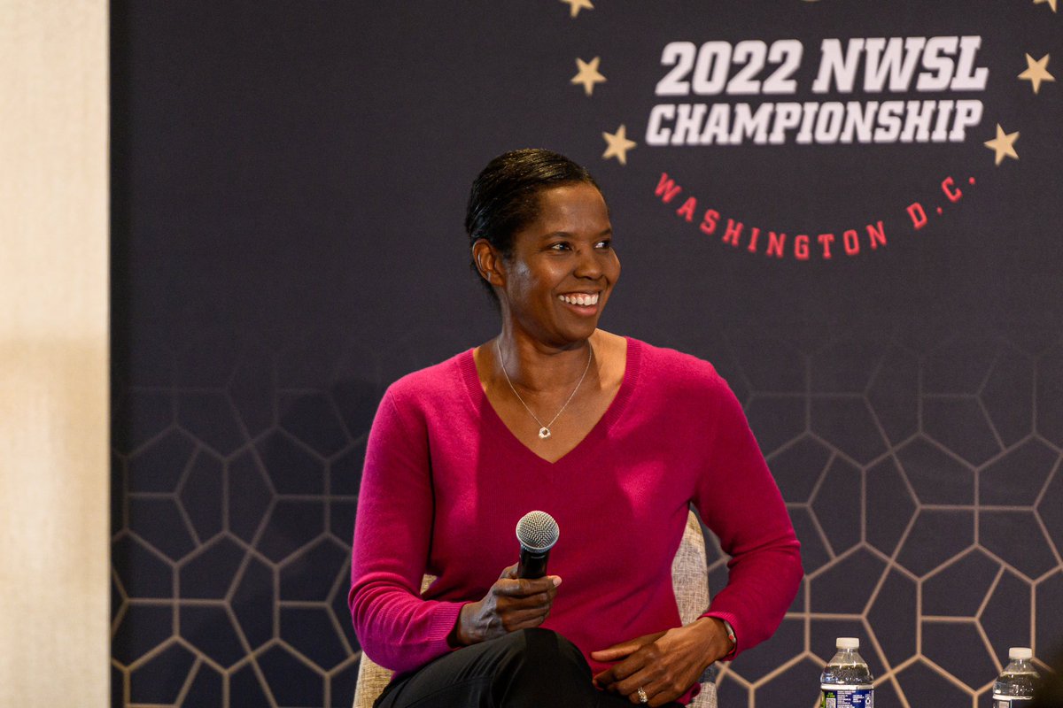 BriScurry's tweet photo. Such an honor to speak at the @NWSL Summit in D.C. this morning! Thank you to everyone who came out to support and celebrate the 50th Anniversary of Title IX. #ScoreMoreForTitleIX https://t.co/oUINpbN7xR