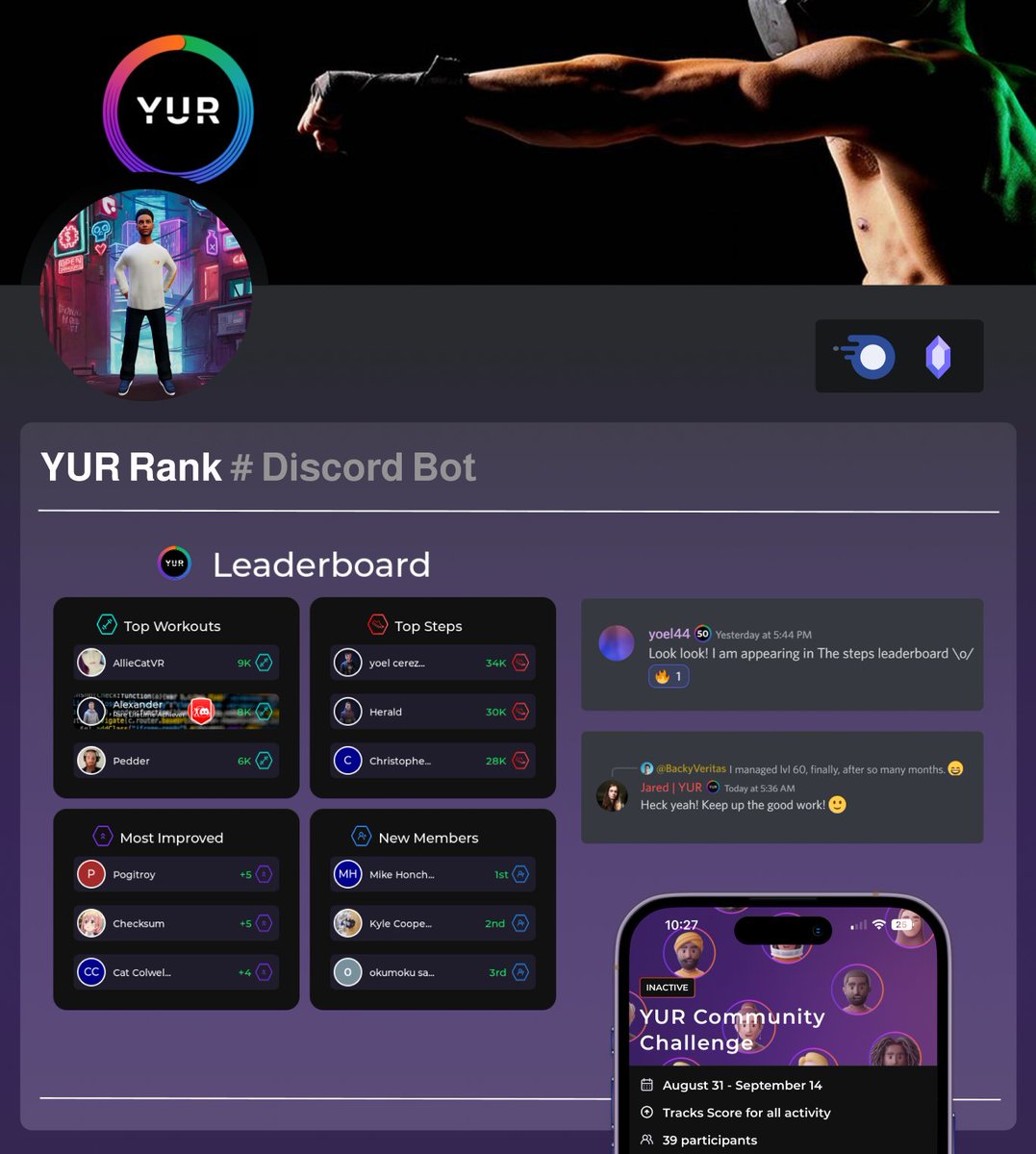 Join over 10,000 Discord communities keeping their members engaged with YUR Rank!

#Discord #Fitness #Health #NFT #Community
