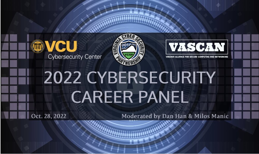 Join <a href="/VCUENGR/">VCU Engineering</a> #Cybersecurity #Career Panel! Great interest, so far with over 150 people registered from <a href="/VCU/">VCU</a> and beyond. 
Learn why this field is so hot, ask questions, get involved! Today at 4:00 pm hybrid!
ow.ly/WmHW50Lor2o