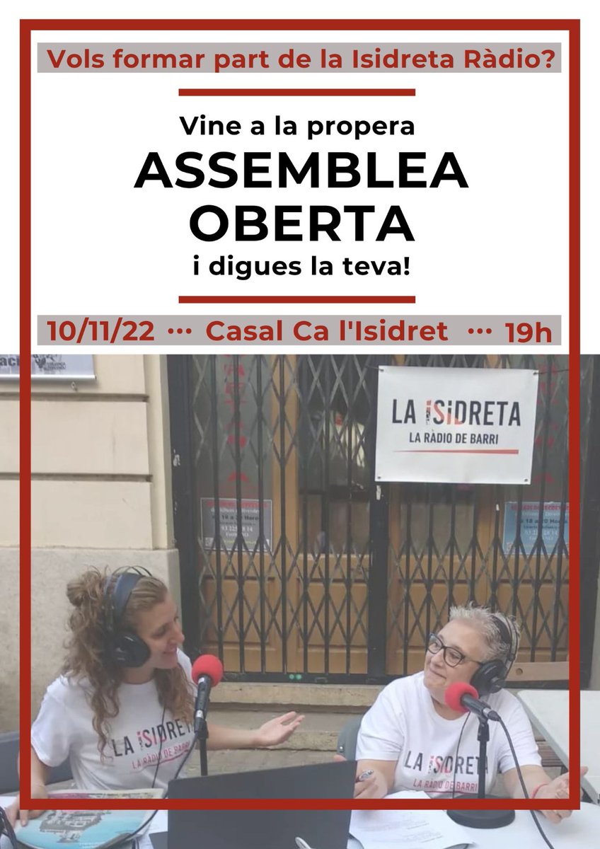 Vols ser part de <a href="/laisidretaradio/">La Isidreta Ràdio</a> ?

👇👇👇👇👇👇👇👇👇👇👇