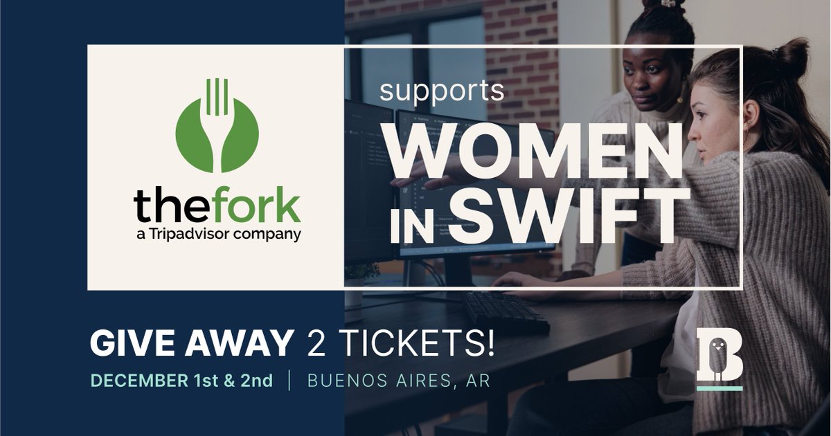 baswiftable's tweet photo. To contribute to all women in Swift we’ve partnered with TheFork and we’re giving away two tickets for women attendees #BASwiftable

To participate:
- Follow us
- Follow TheFork on Linkedin
- RT this post mentioning a woman who'd like to attend

⏰ Ends on Monday 31st, 1pm GMT-3 https://t.co/4OAgrizYC4