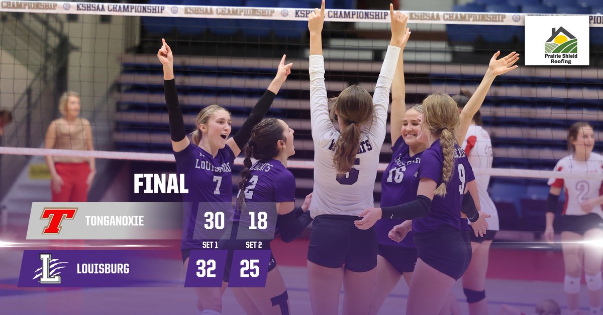 Louisburg defeats Tonganoxie. 2-0, and goes 2-1 in pool play. That win put the Wildcats into the state semifinals tomorrow. Congrats ladies!