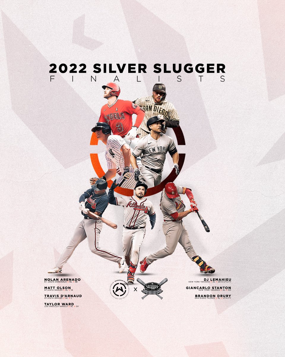 WassBaseball's tweet image. Congratulations to @mattolson21, @Giancarlo818, @Warrdyboy7, Travis d'Arnaud, Nolan Arenado, DJ LeMahieu and Brandon Drury on being named 2022 Silver Slugger Award Finalists!

#TeamWass/ #SilverSlugger