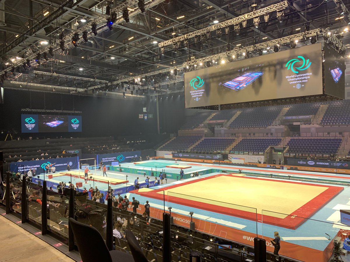 ChrisBrownML's tweet photo. The ACC arena is ready - the fanzone is ready - 400 gymnasts and 75 countries are ready - Liverpool is ready so tomorrow sees lift off for 9 days of great competition and drama ⁦@WGC2022⁩ ⁦@VisitLiverpool⁩ ⁦@lpoolcouncil⁩ https://t.co/lFCZkawlfl