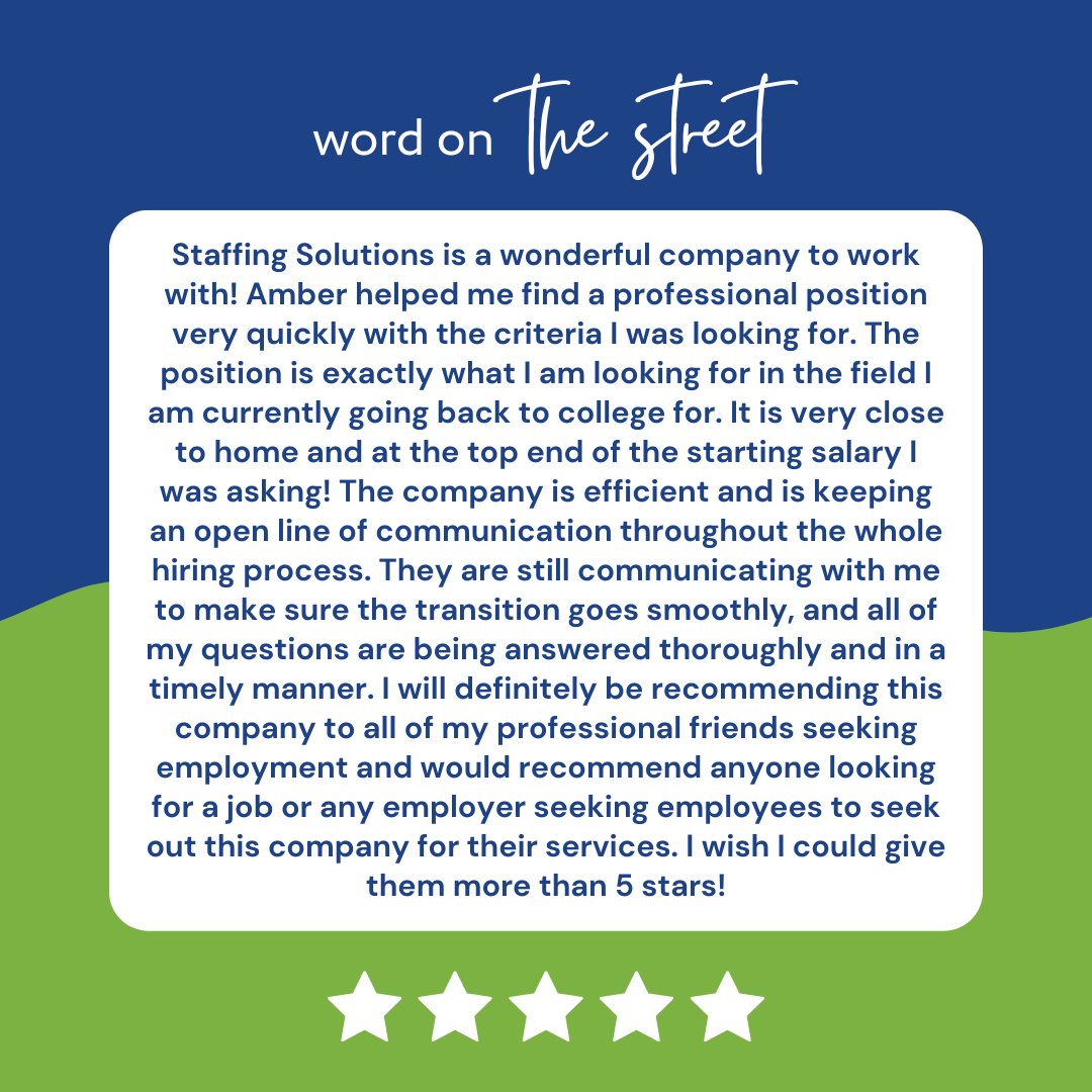 StaffSolEnt's tweet image. ⭐⭐⭐⭐⭐
We love hearing happy reviews from our Assignment Employees!

Thank you for taking the time to share your experience with us! 

#review #reviews #staffing #staffingagency #recruitingagency #cleveland