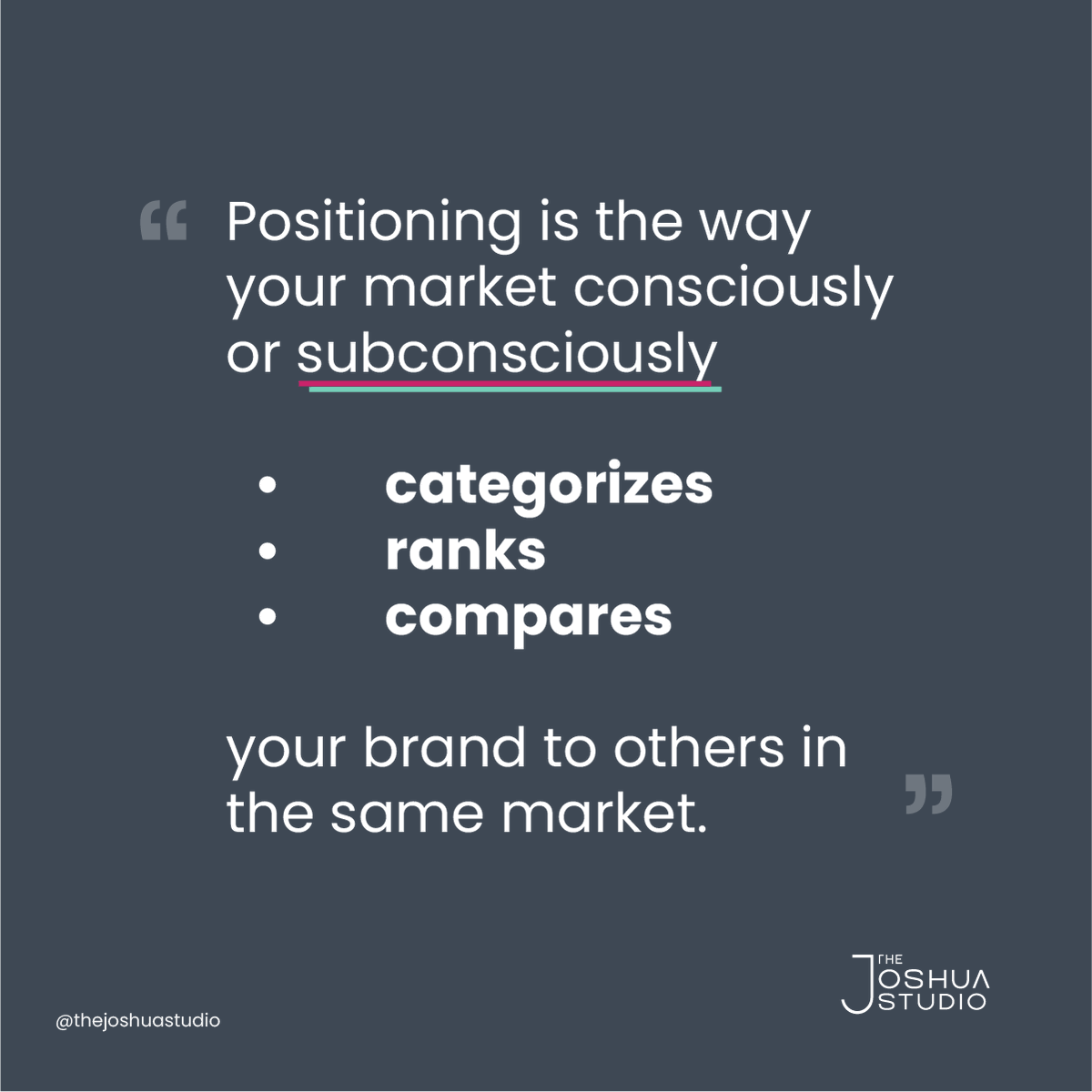 studio_joshua's tweet photo. Tons of misconceptions around this concept of "Brand Positioning". And if you're victim of the lies...it's costing you 💰🫰💰🤢! 
.
#brandstrategy #techstartup #growthhacking #marketingadvice #brandagency #brandingtips #growthmarketing https://t.co/Evt9rj8uSG