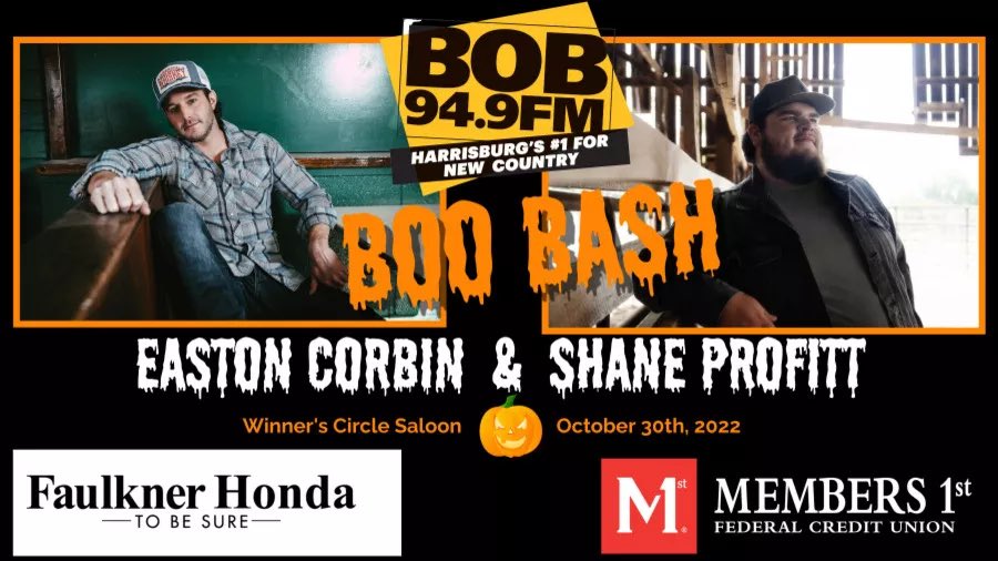 SUNDAY NIGHT is #Bob949BooBash with <a href="/eastoncorbin/">Easton Corbin</a> and <a href="/theshaneprofitt/">shane profitt</a>!  $10 at the door to benefit <a href="/StJude/">St. Jude</a>   See you at Winners Circle Saloon!