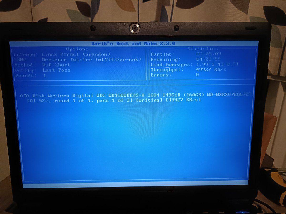 _joews's tweet photo. It's finally time to recycle the old tech cupboard. Hello DBAN old friend, and goodbye, faithful (and often awful) old laptops. https://t.co/5ywAQfqUXu