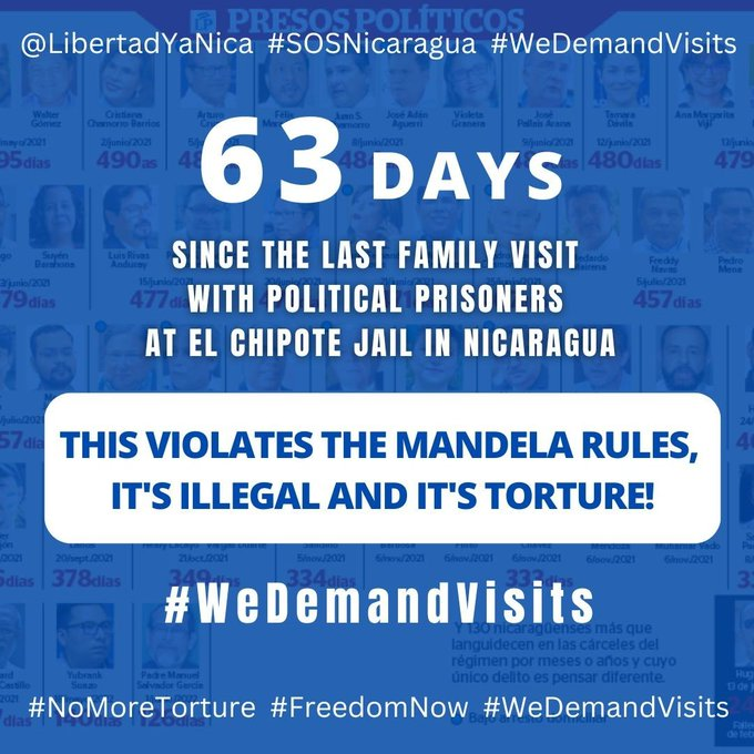 Jschamorrog's tweet photo. #Nicaragua It is urgent to verify the health and imprisonment conditions of the 50 people incommunicado in #ElChipote Jail #WeDemandVisits and #ThatTheyBeAllowedToCommunicate with their children and their families inside and outside the country. @Jschamorrog #StopTorture https://t.co/8cjJkfFf53
