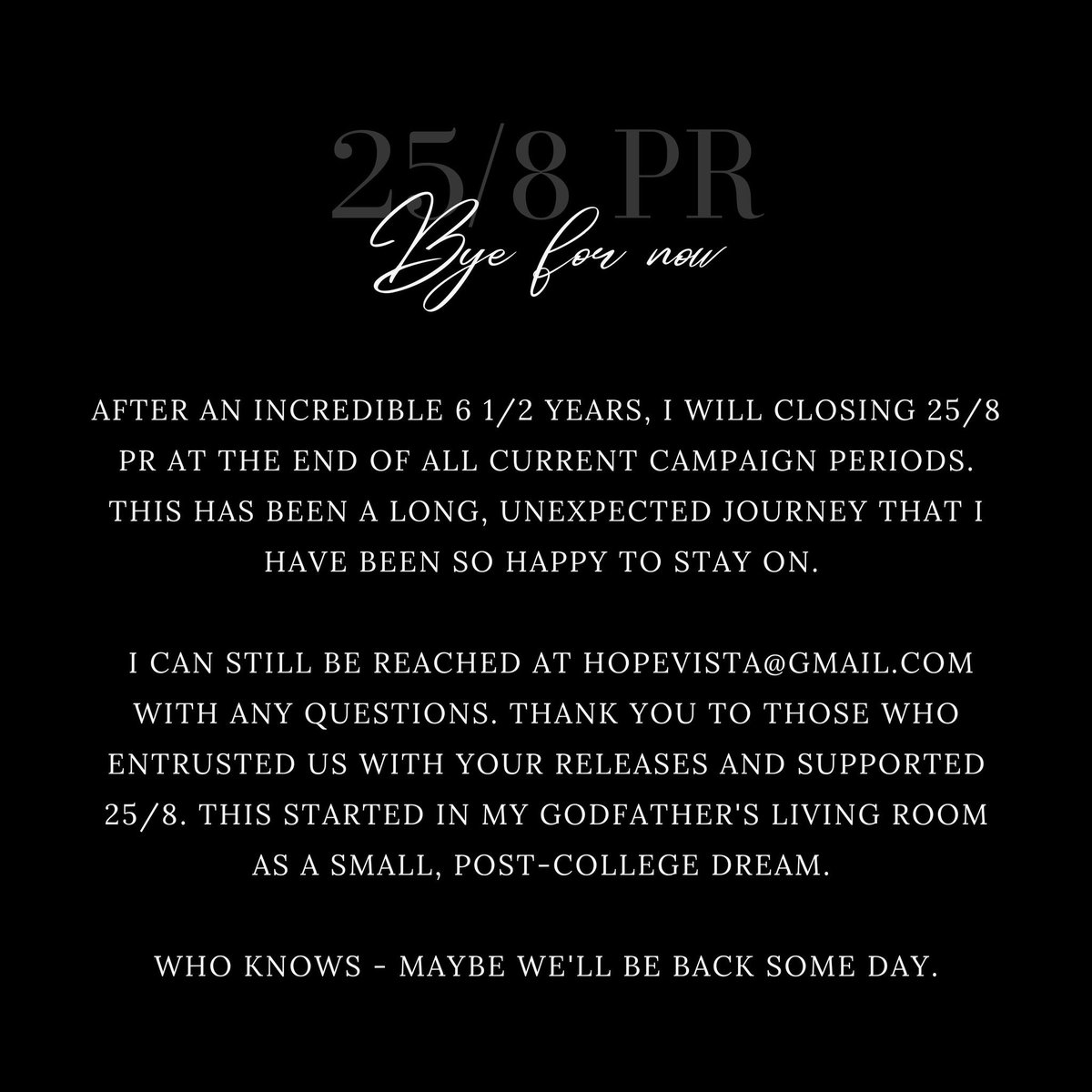 258PR's tweet image. Thank you for everything, @258PR. You were a risk, something I never imagined that I could ever do. I've had the beautiful opportunity to work with so many unique artists. 

Thank you for all the support and encouragement. Still here if anyone needs help. Love y'all 🤍