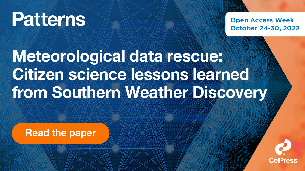 Cell Press (@cellpressnews) on Twitter photo Learn how closer links between citizen science data rescue and OCR-based scientific data capture will accelerate weather reconstruction improvements in an #openaccess paper from <a href="/Patterns_CP/">Patterns, a Cell Press journal</a> hubs.li/Q01qPdDN0 #OAWeek Learn how closer links between citizen science data rescue and OCR-based scientific data capture will accelerate weather reconstruction improvements in an #openaccess paper from <a href="/Patterns_CP/">Patterns, a Cell Press journal</a> hubs.li/Q01qPdDN0 #OAWeek