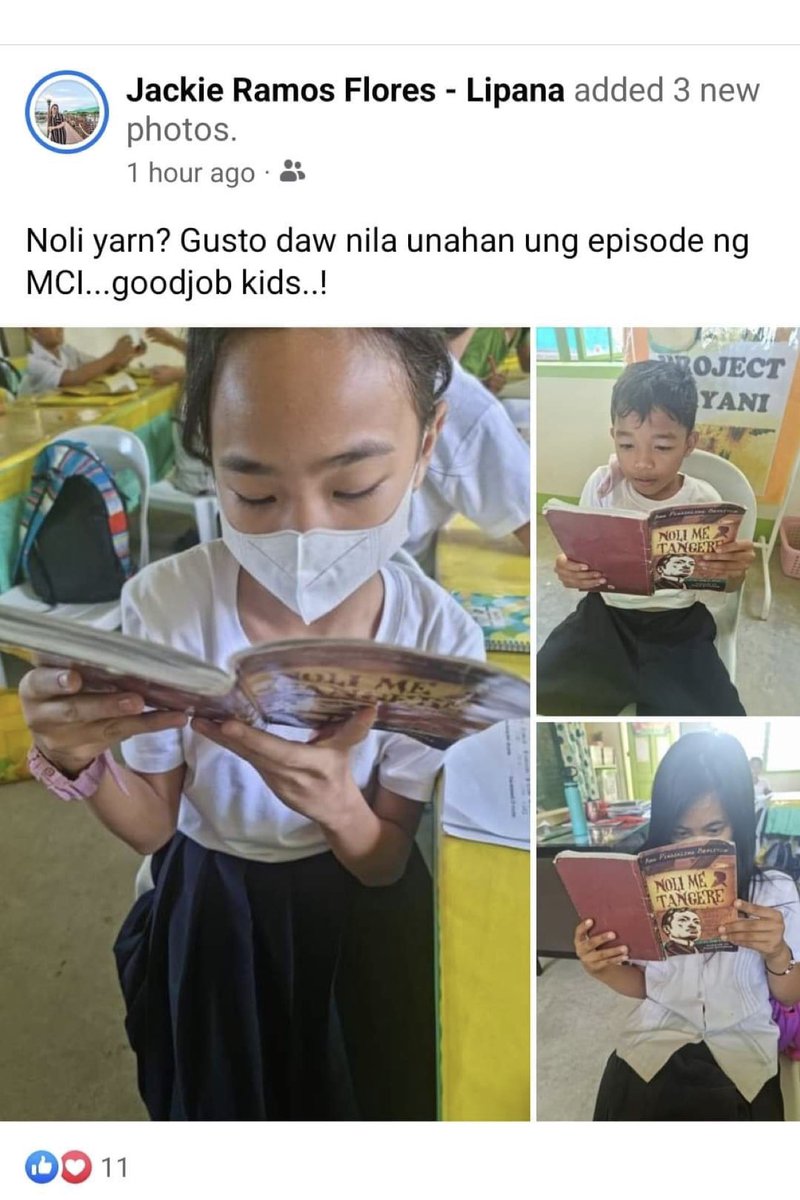 SuziDoctolero's tweet photo. Masaya na kahit paano ay nakatulong ang Mcai para magka interes na balikan at basahin ang nobela ng dakilang bayani.   Pag ganito, feeling ko lang, ang Mcai ay mission accomplished. https://t.co/VuEtZm3Can