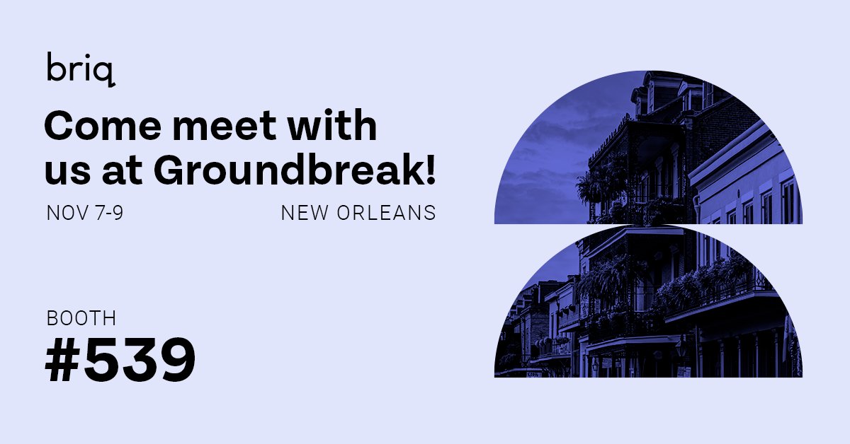 Get to know Briq at Groundbreak. Our team will be at Booth #539 ready to show how Briq can help your business track RFIs, submittals, invoices, change orders and more. Sign up here to stay up to date on Briq at Groundbreak! info.briq.com/gbk-teaser.html