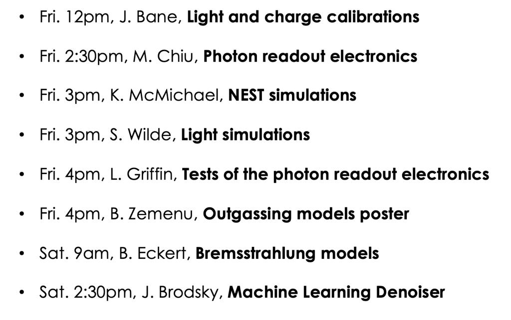 nEXOexperiment's tweet photo. Join us for the double beta decay sessions at the APS DNP meeting to learn more about nEXO detector physics!!
See the schedule below for the talks happening today and tomorrow. #nEXO #APSDNP https://t.co/K8cq4g0NFi