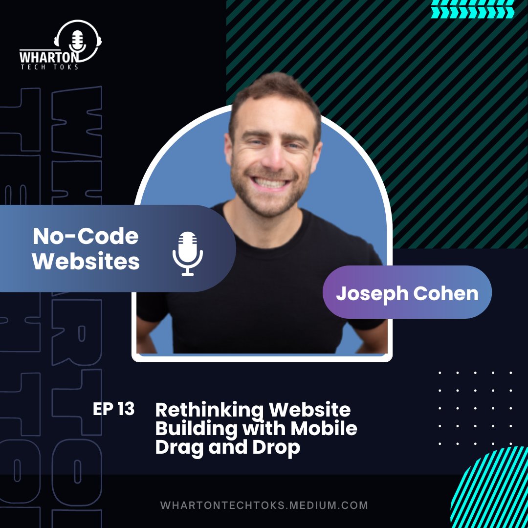 whartontechclub's tweet photo. Join us as we talk to @josephcohen, Founder and CEO at https://t.co/DvUg0bEF5j, the future of no-code website building. 
https://t.co/wL8pTXGVer https://t.co/SSFFA8lidX