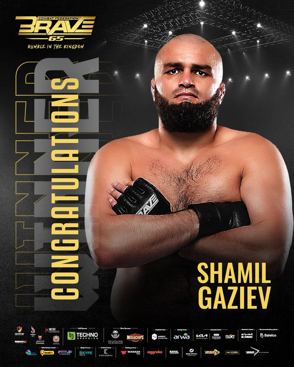 bravemmaf's tweet photo. Congratulations to Shamil Gaziev on extending his undefeated streak with a KO finish at Round 2 of #BRAVECF65 🔥

📺 Stay tuned for the next bout

[#BRAVECF65 #BRAVECF #KombatKingdom2022 #Bahrain #yearofchange | #Events #Entertainment #BahrainEvents] https://t.co/Sec9ea8oKL