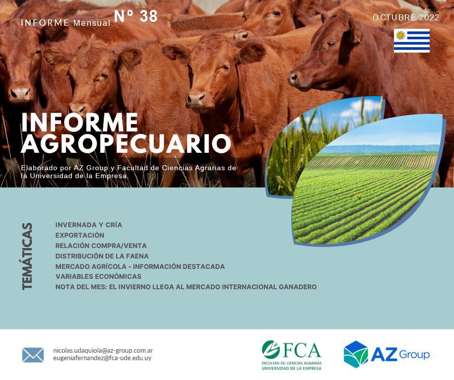 AZGroup_ok's tweet photo. ¡Les acompartimos la nueva edición del Informe Agropecuario del Uruguay, correspondiente al mes de Octubre, realizado junto a la @FCAUDE 🇺🇾😆!

@nudaquiola @eugefer29

Miralo en el siguiente link 👇🏻
Link: https://t.co/jw70fbJ4XJ https://t.co/nJUn6TyV16
