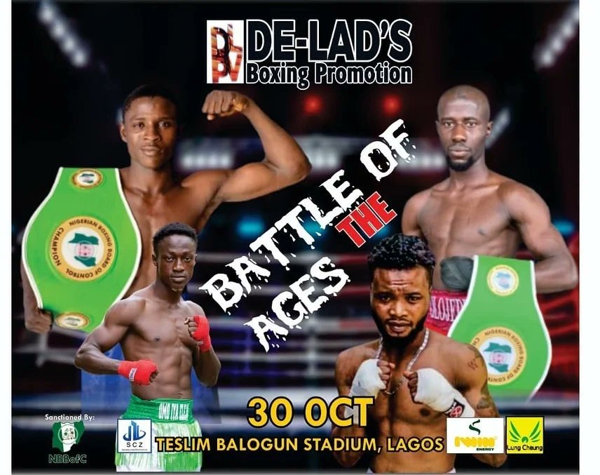 Aiy_fight's tweet photo. It's #fightweek and it's going down in Lagos.
The "Battle of the ages" brought to you by Delad Promotions

When?
Sunday 30th October

Where?
Teslim Balogun Stadium, Lagos

Time?
 4:30pm
.
.

#boxing #naijatotheworld #nigeria #nigeriaboxing #lagos https://t.co/nRJ5fUiwLL