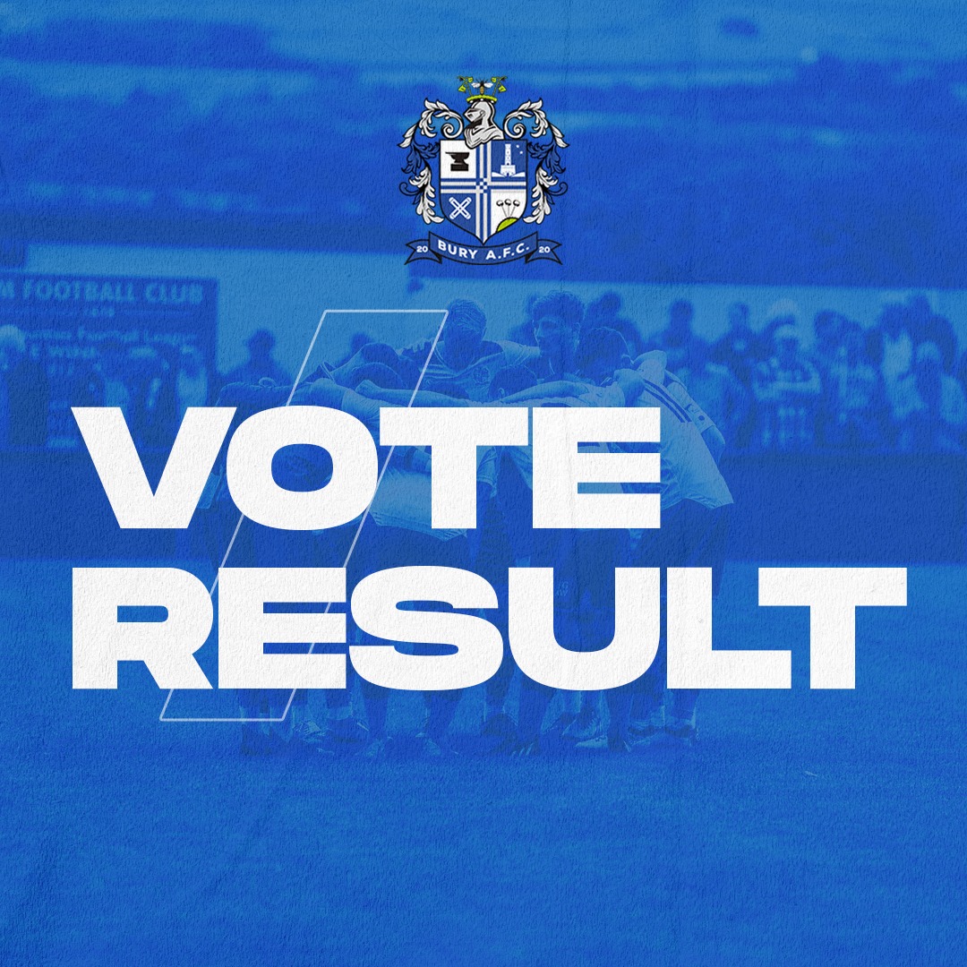 buryfc_women's tweet photo. ⚪🔵Club Statement: @buryfcss Merger Vote⚪🔵

Whilst a 6️⃣2️⃣.9️⃣% majority voted in favour of amalgamation; this figure falls short of the required two-thirds majority.

We stick together. This is all part of our story. 

https://t.co/V2TJR9E7w6

#BuryAFC | #YourTown | #YourTeam https://t.co/noLxJ8e8Qh