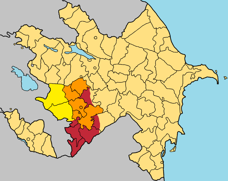 ChVanetzian's tweet photo. #Putin forgets #Azerbaijan's rejection of the #MadridPrinciples of 2007 and 2009 which provided for the return of the territories (red) against a temporary status for #Artsakh proper (orange) guaranteeing its security and temporary autonomy pending a status final legally binding. https://t.co/UJQu92N18y