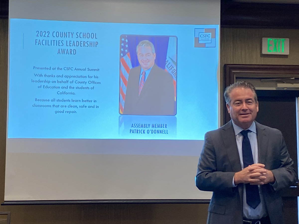 It is a true honor to receive the County School Facilities Leadership Award. Thank you County School Facilities Consortium. As a classroom teacher, I share your mission of ensuring all students have safe and educationally-appropriate facilities to learn & succeed. @CASHFacilities