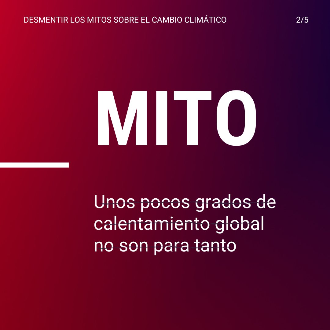 ONU_es's tweet photo. ❌Mito: Unos pocos grados de calentamiento global son poca cosa.

✅Realidad: Cada pizca de aumento empeora la crisis climática.

La desinformación sobre el cambio climático es un riesgo para todos.

Ayuda a detener la propagación de información falsa.

https://t.co/bhjMnvbY9g https://t.co/PoJ9ODPGCh