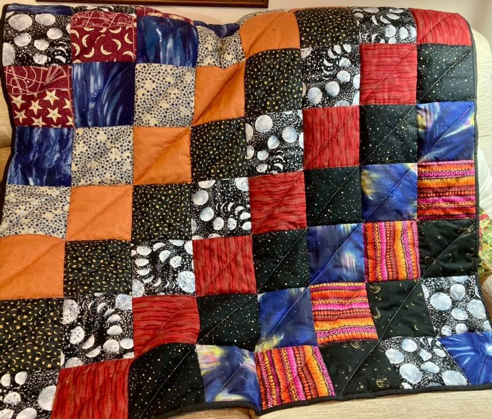 QuiltsforDreams's tweet photo. Excited to share the latest addition to my #etsy shop: Handmade space themed throw, patchwork quilt with moon, stars, quilted throw, night sky, lap blanket, chair throw, student gift, care home https://t.co/EHDoNrl0dQ #patchwork #polyester #patchworkthrow #handmadequil https://t.co/NqPO7KcOIl