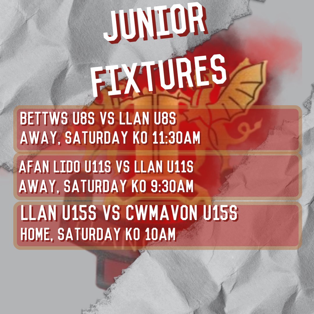 ‼️FIXTURES‼️

Three fixtures for our juniors this weekend! 

Best of luck for all three in their matches 🙌

#OneClub 🔴⚫️