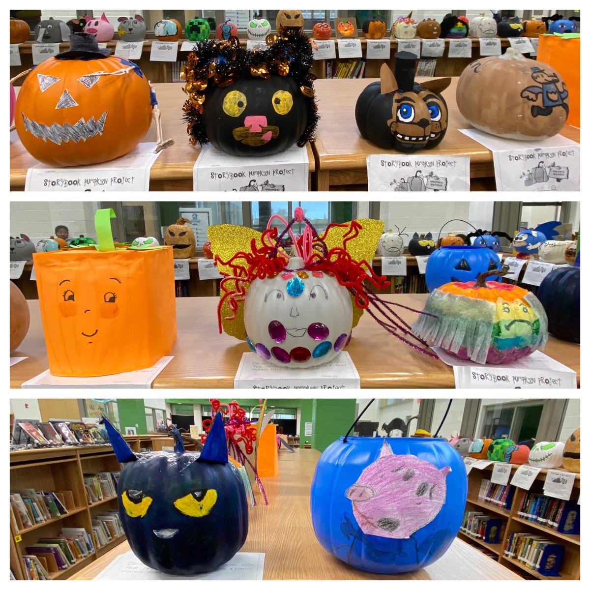 Our Book Character Pumpkin Patch is AWESOME! We are accepting pumpkins until Thanksgiving, so there’s still time to get them in! <a href="/E_ThompsonES/">Elaine Thompson Elementary</a> <a href="/TimSparbanie/">Dr. Tim Sparbanie</a>