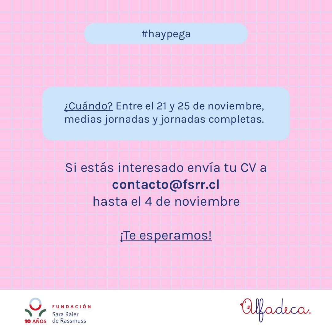 #haypega | ¡Atención profesionales, egresados y estudiantes de hasta 3er año de #pedagogia #educaciondiferencial #psicopedagogia! Los invitamos a postular para la toma de pruebas de lecturas a niñ<a href="/s/">『S』</a> de 1° y 2° básico.