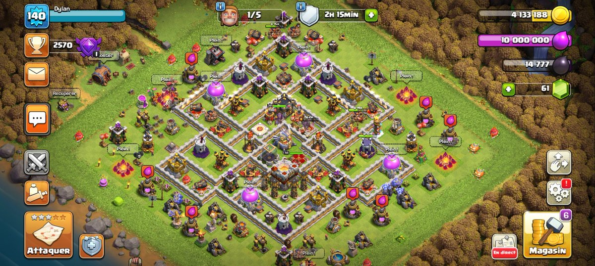 Moi c'est Coc de temps en temps.
Hdv 11 quasi max
Reine 50, Roi 50 et Grand Gardien 20🔥
