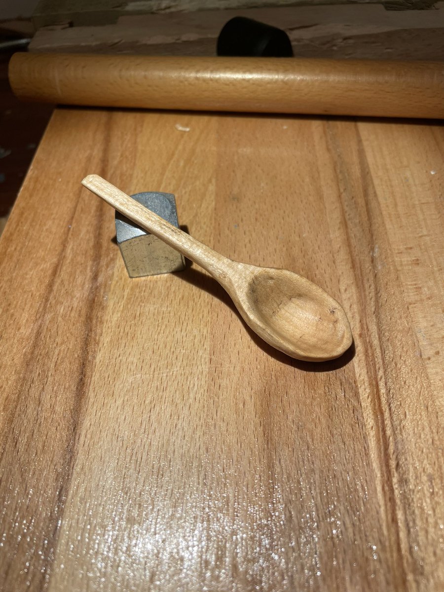 Had a wee off cut of basswood so made a very random small spoon out of it. Then made some food safe beeswax polish and finished it. #woodcarving