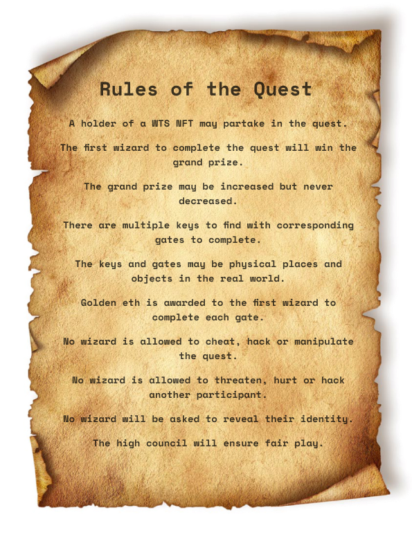 The time has come to reveal the rules of the Quest.