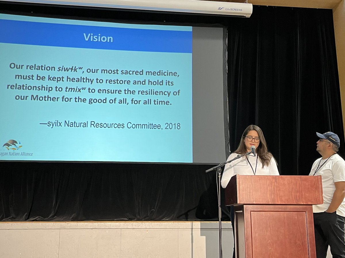 Ok_WaterBoard's tweet photo. An excellent place to start the convo regarding protection of Okanagan-Okanogan water for all,
Syilx nation member Tessa Terbasket & Upper Nicola Band’s Brian Holmes present on the “Syilx siwɬkʷ Strategy: ks‿kəɬqayxʷntim iʔ siwɬkʷ (We will protect the water)” #olwsf2022 https://t.co/1ay4OgAVni