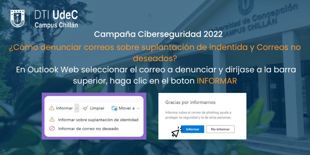 Para dar término a la Campaña de Ciberseguridad Informática 2022, recordamos el sitio web ➡ciberseguridad.udec.cl y la información entregada en nuestras redes sociales donde está todo el material relacionado con la seguridad en la red para que lo veas cuando lo necesites ....👏