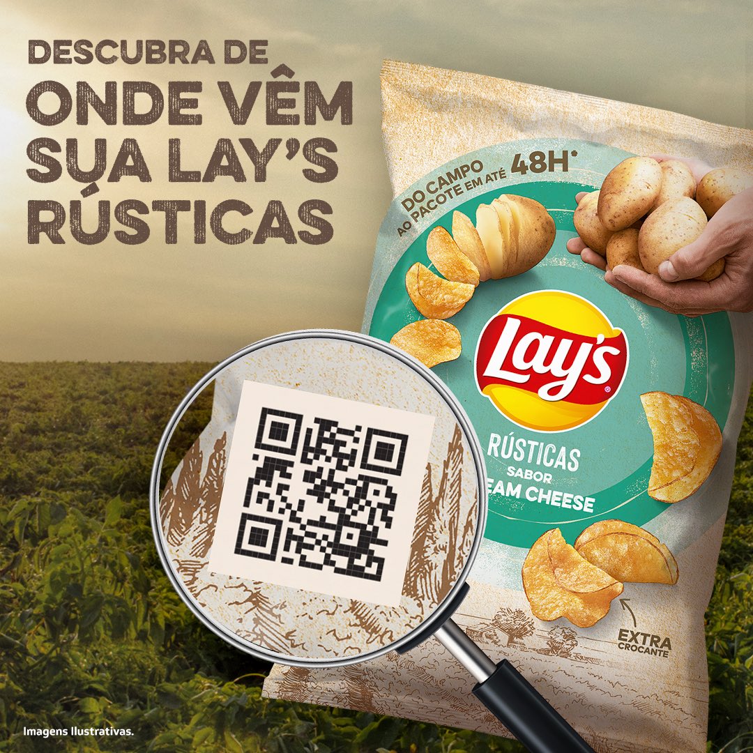 Você sabia que agora dá pra saber de onde veio a batata da sua LAY’S®️ Rústicas? Escaneie o QR code da embalagem para conhecer nossos produtores e a origem da sua batata.
