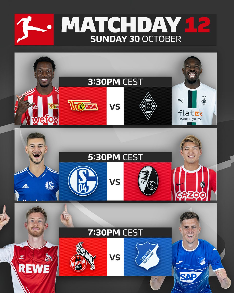 Bundesliga English @Bundesliga_EN Three more great match-ups to go on #MD12 🥊…