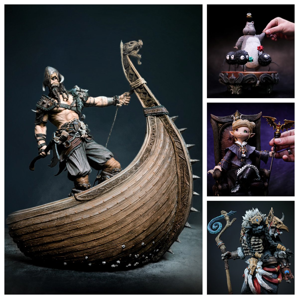 NEW BLOG! Storytelling through Sculpture - The Art of Christopher Notbusch: bit.ly/SiegeGiantTW Images: Some of the characters Christopher created live on Twitch - Viking, Boh Mouse and Bird, Lalafell from Final Fantasy XIV, and Tauren Shaman from World of Warcraft.