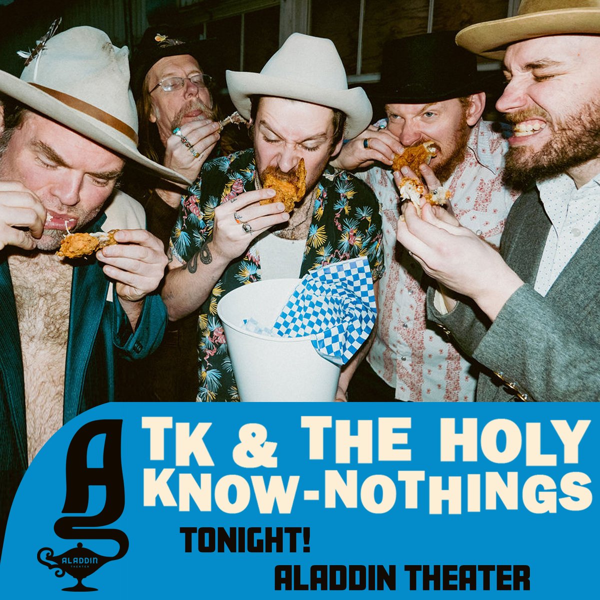 aladdintheater's tweet photo. TONIGHT! @tk_thkns play @aladdintheater at 8pm! This collection of Portland natives showcases their latest, groove-heavy record, ‘The Incredible Heat Machine,' and more. They’ll be joined by special guest @johnnythefranco! Tickets on sale now.

TIX 🎟️ https://t.co/l3Y5d9HI4C https://t.co/4SpEkTZ2om