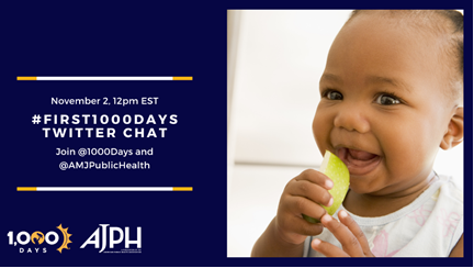 smartinutrition's tweet photo. We’re excited to participate in @1000Days &amp; @AMJPublicHealth’s #First1000Days Twitter chat on November 2 highlighting their newly released journal series. Join us! https://t.co/xsysH66Dza