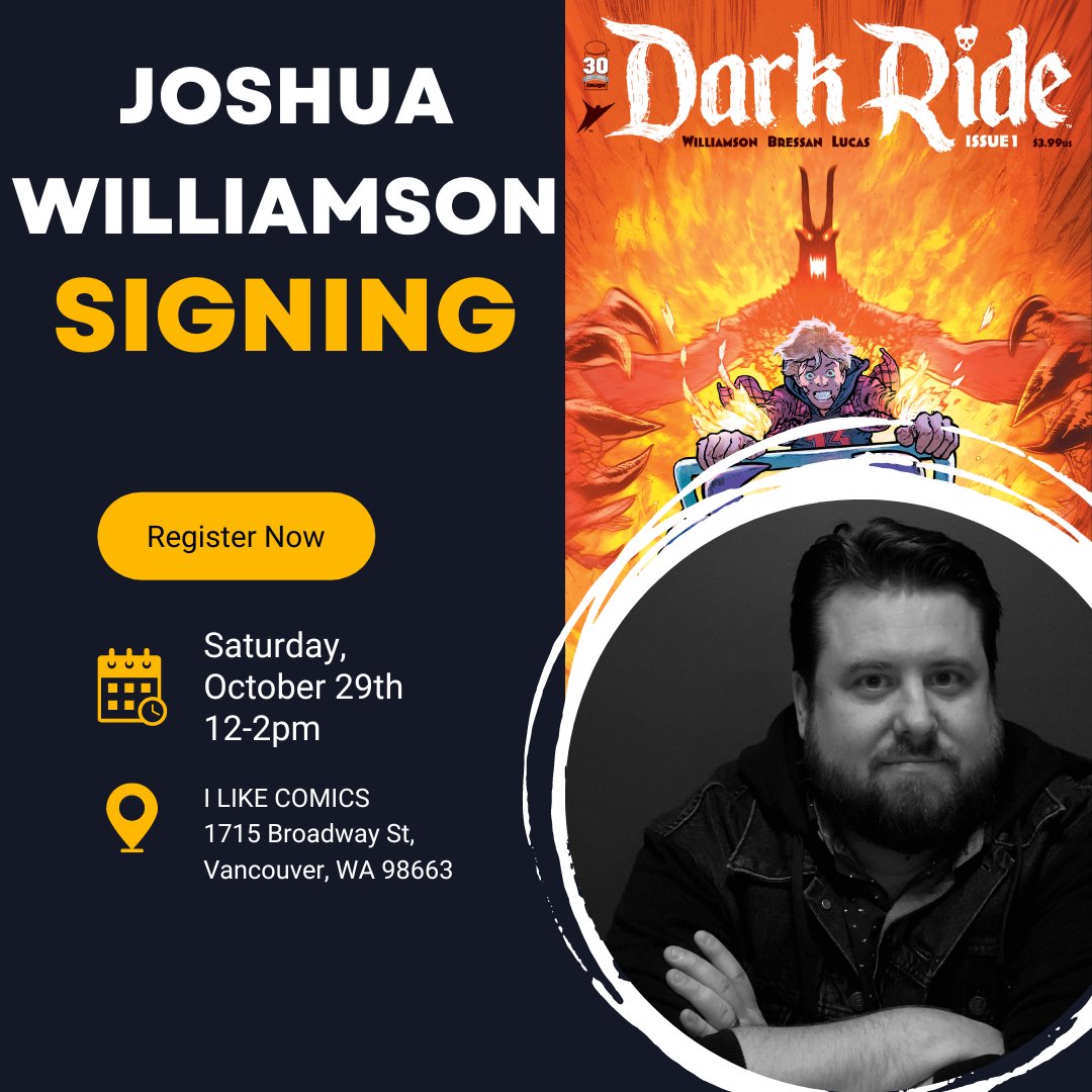 TOMORROW! Head over to @ILikeComicsWA for their @Williamson_Josh Signing from 12pm - 2pm! Sign up here: fb.me/e/4WxzZRLkd