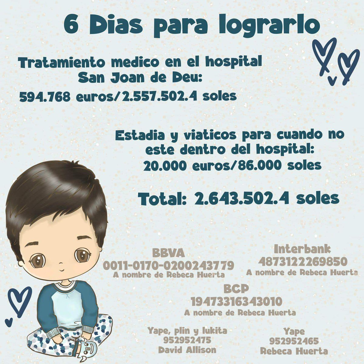 LuccaPyC's tweet photo. David tiene una esperanza de cura contra la leucemia y es en España, por favor ayudanos con tu granito de arena!!!
@ClubALoficial @Hernanbarcos @acuariana_25 @litolobo @contracultural @PandaPlasters @LalyGoyzueta @AdrianzenEduard @ocram @chabrusca @pacofloresc https://t.co/Rl4EjsKQm5