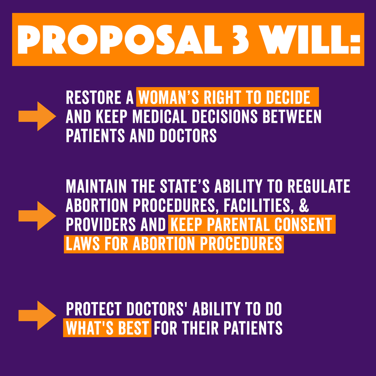 mireprofreedom's tweet photo. What will Prop 3 do?
#Proposal3 is a middle-ground solution that makes Michigan’s 1931 abortion ban unenforceable. It’s the ONLY WAY to protect women’s reproductive health care this Election Day. Vote #YesOn3 Nov. 8th. #RestoreRoe https://t.co/uhFHEOTkrU