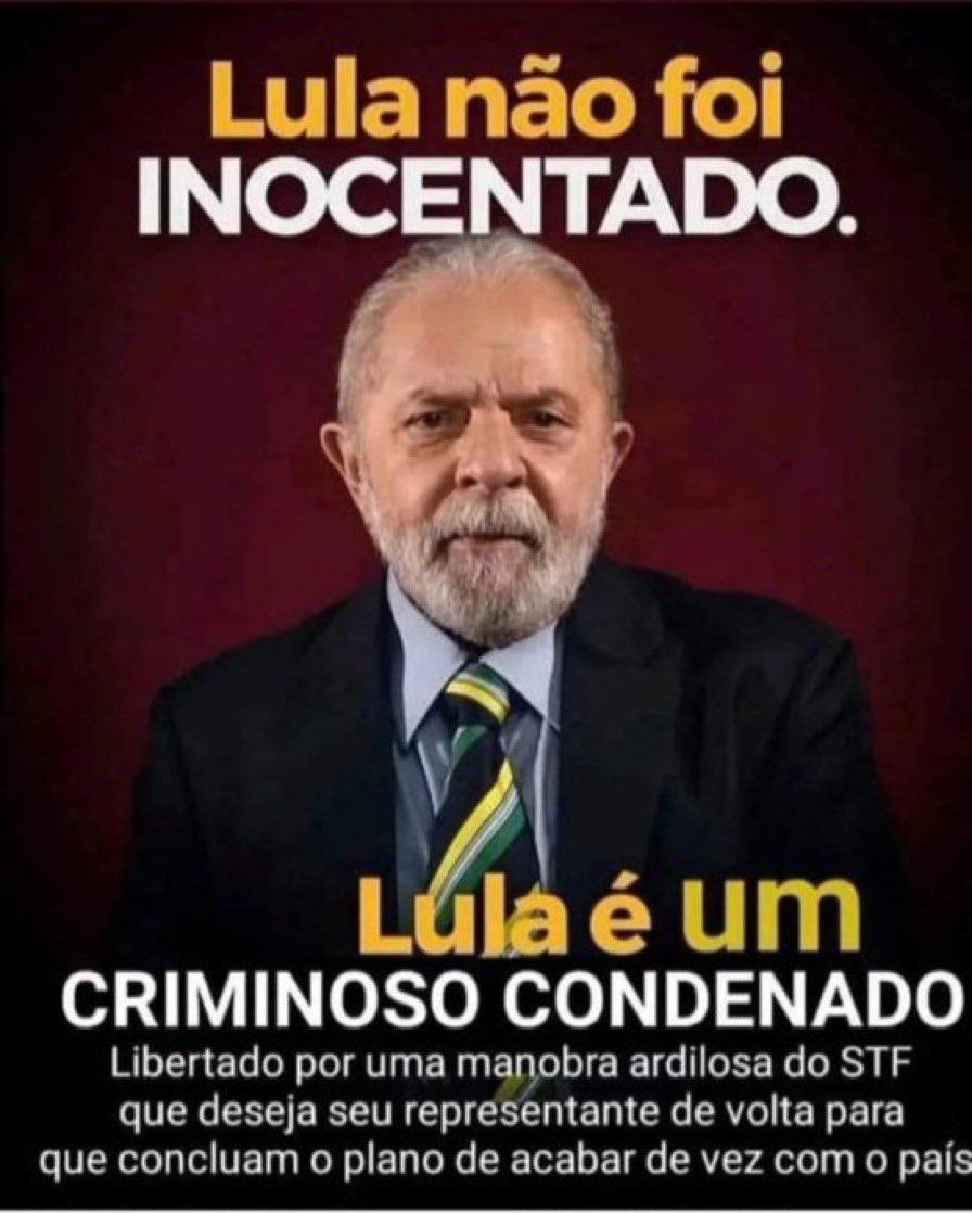 Vickplopes's tweet photo. #LulaNãoÉInocente
#LulaNãoÉInocenteBabaca

LULA NÃO FOI INOCENTADO
LULA NÃO FOI INOCENTADO
LULA NÃO FOI INOCENTADO
LULA NÃO FOI INOCENTADO
LULA NÃO FOI INOCENTADO 

#BolsonaroReeleito
#Bolsonaro2022 
#Bolsonaro22 https://t.co/u0nZplltW0