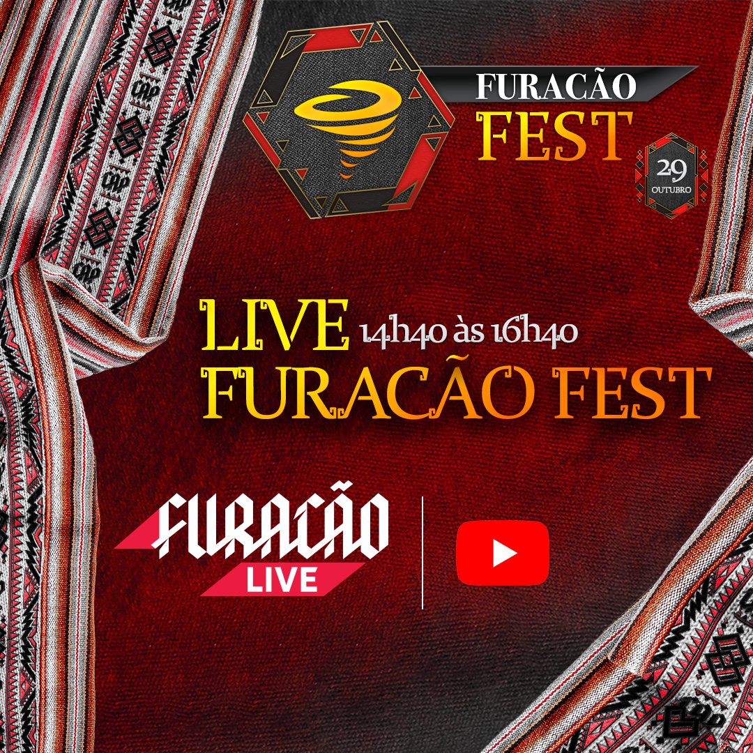 Anote aí! 🗓️🌪️ 
Neste sábado tem live especial, das 14h40 às 16h40, direto da #FuracãoFest! 

🎥 furacaolive.com.br 
🎥 youtu.be/vJ72J18FqKg 

#Athletico #Libertadores