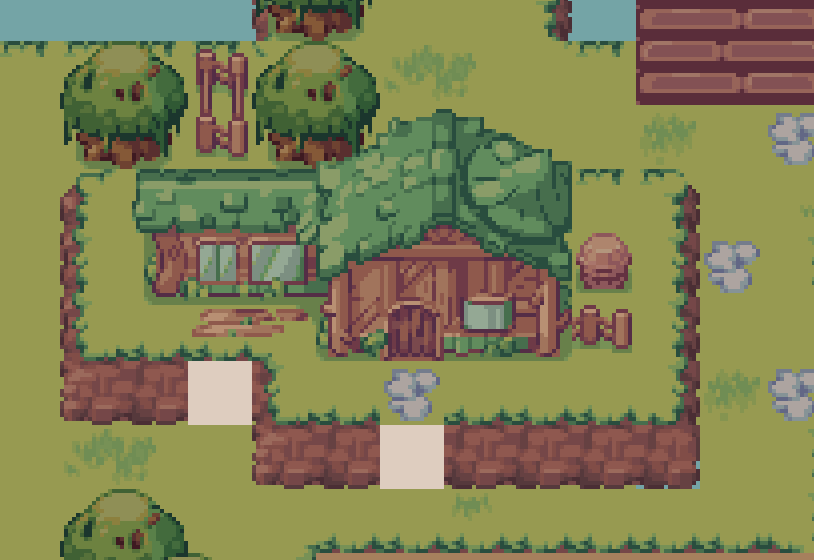 teamfourleaf's tweet photo. Here's a quick screenshot of the main character's home in the game we're developing! 
#pixelart #gamedev https://t.co/KWDIyF6qhY